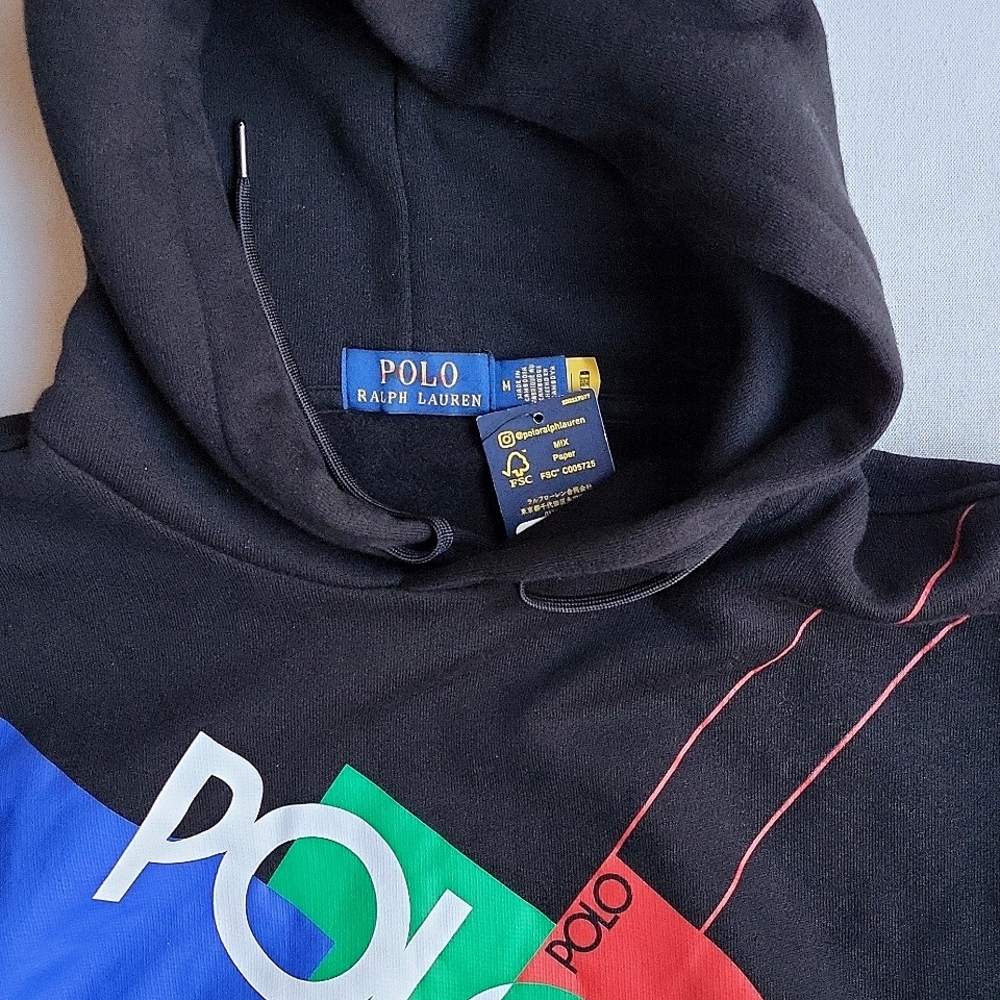 NWT$249 Polo Ralph Lauren Colorblock Logo Print Fleece Hoodie Sweatshirt M - Picture 10 of 16